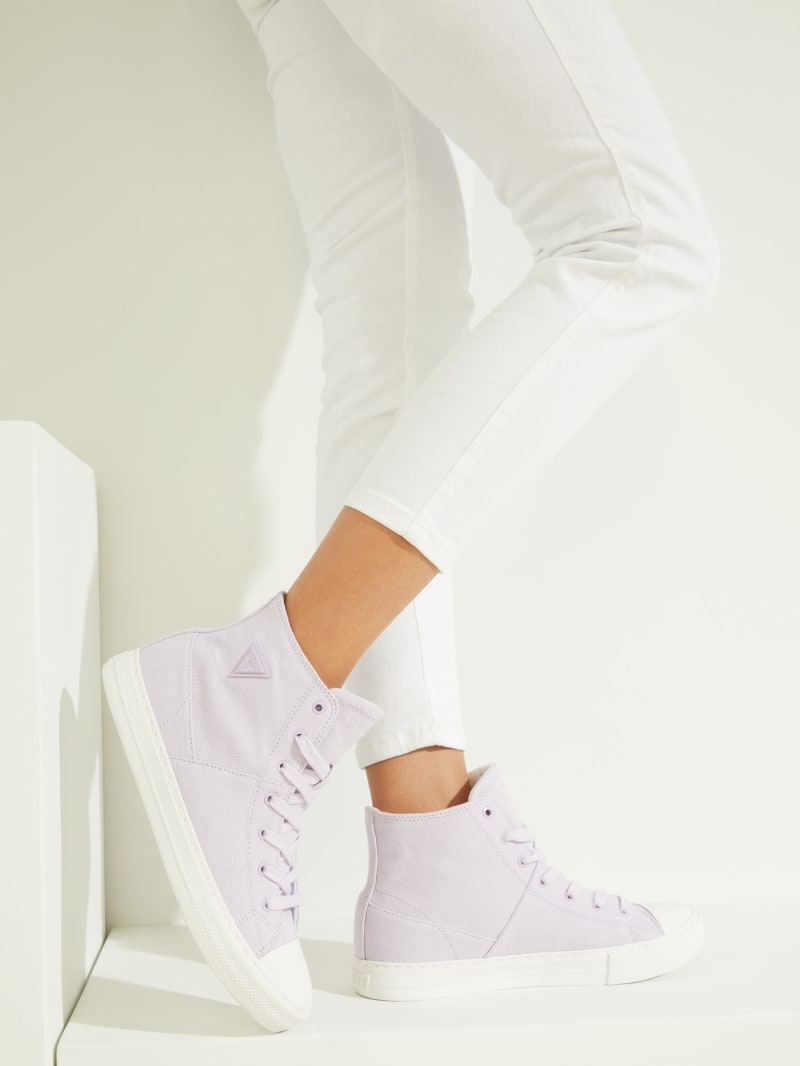 Guess Prinze High-Top Canvas Women's Sneakers Purple | 5740-BTIRO