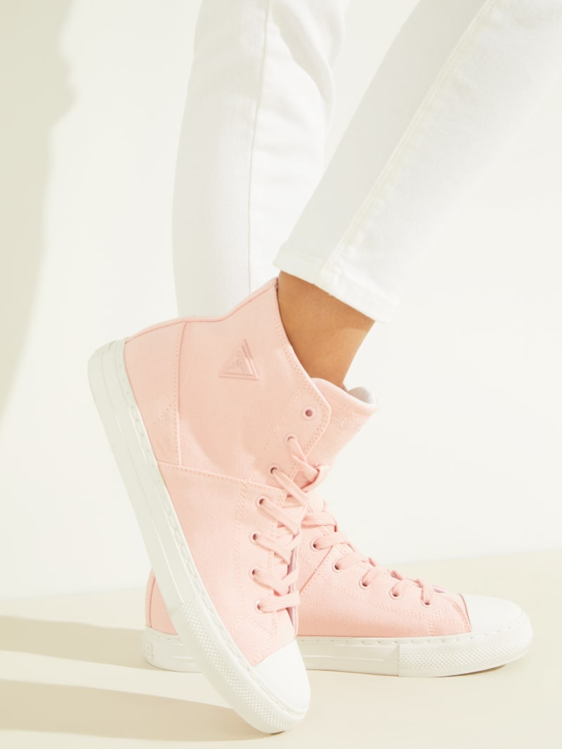 Guess Prinze High-Top Canvas Women's Sneakers Light Pink | 5879-IUSQT