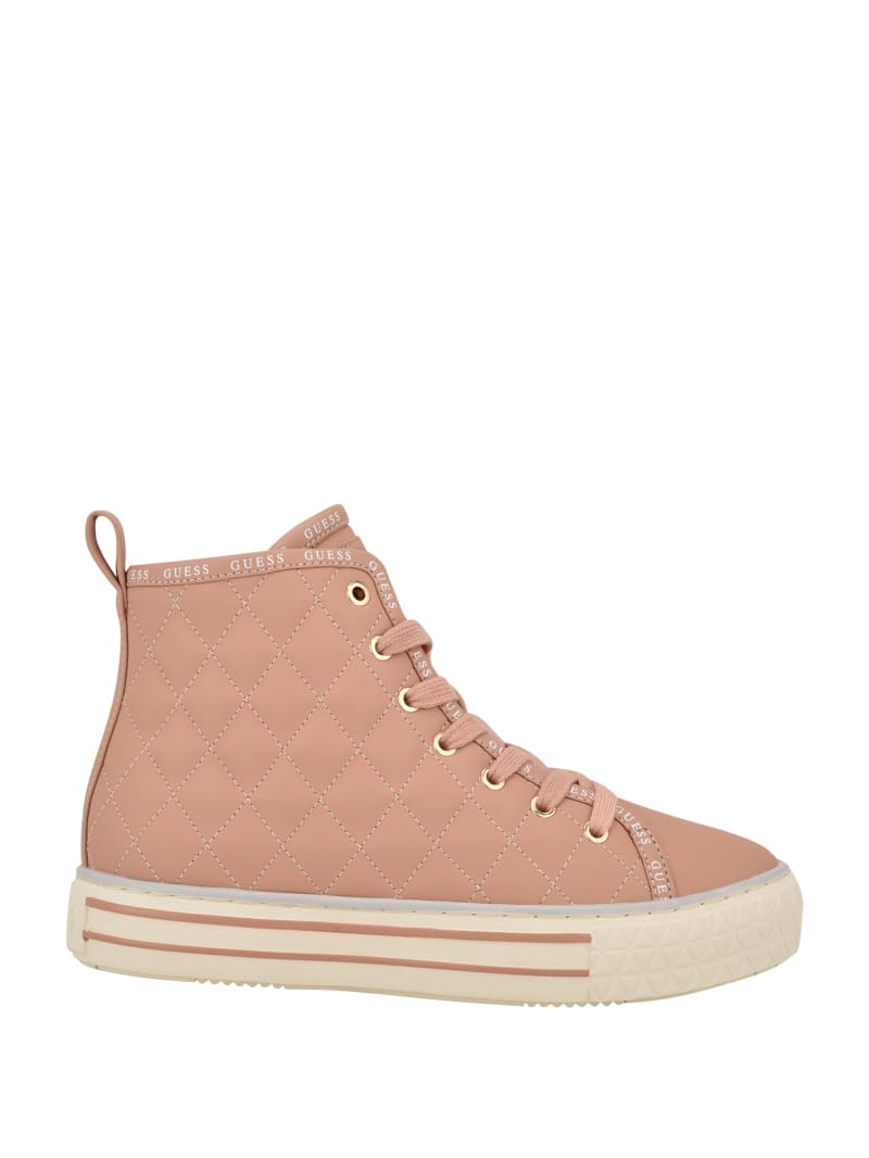 Guess Quilted High-Top Women's Sneakers Pink | 4609-HTMOY