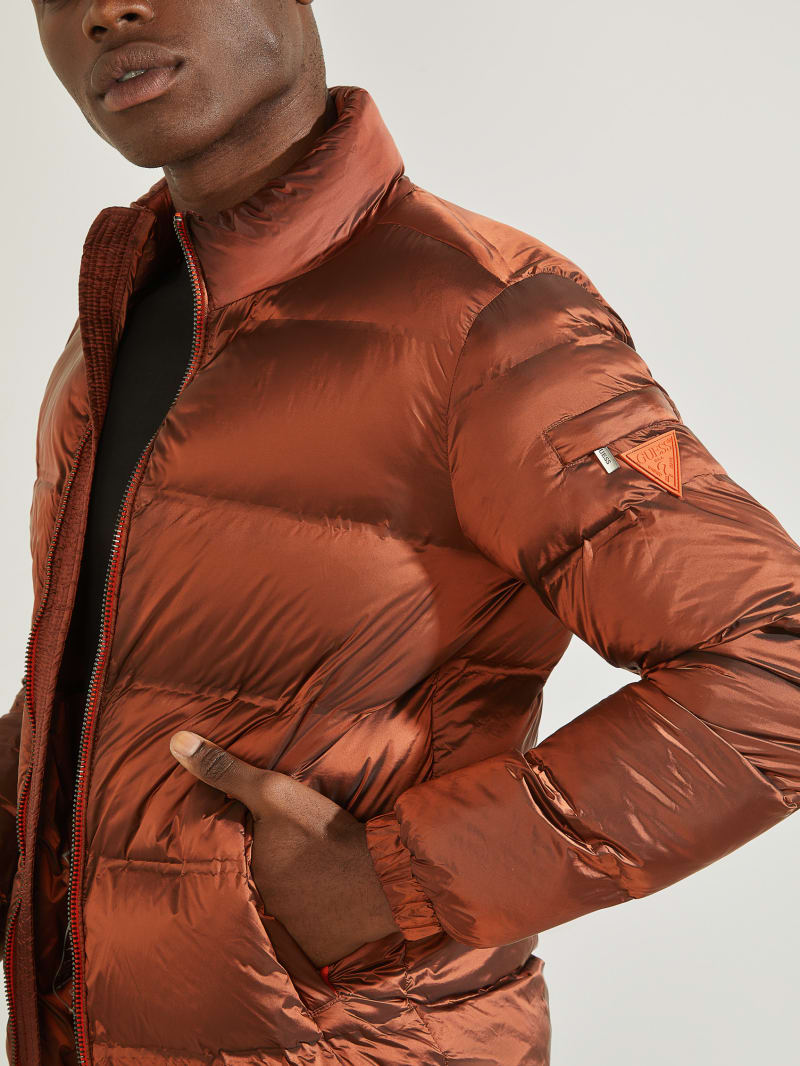 Guess Quilted Puffer Men's Jackets Orange | 7092-PWZDO