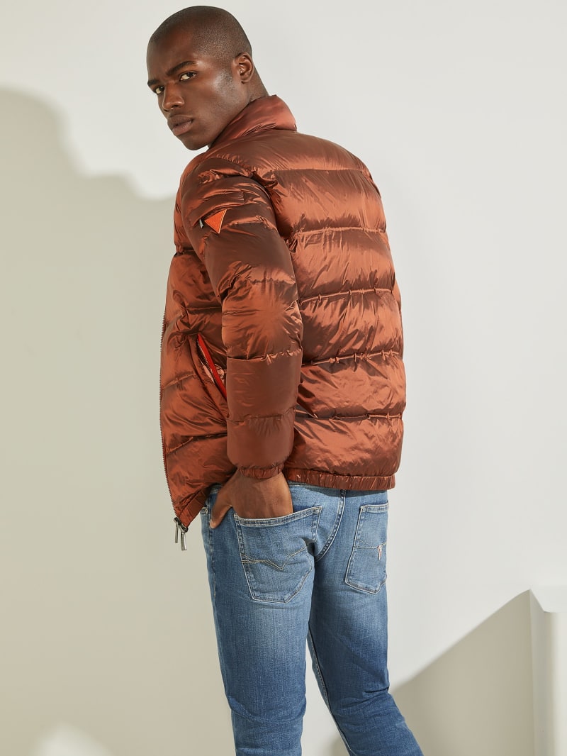 Guess Quilted Puffer Men's Jackets Orange | 7092-PWZDO