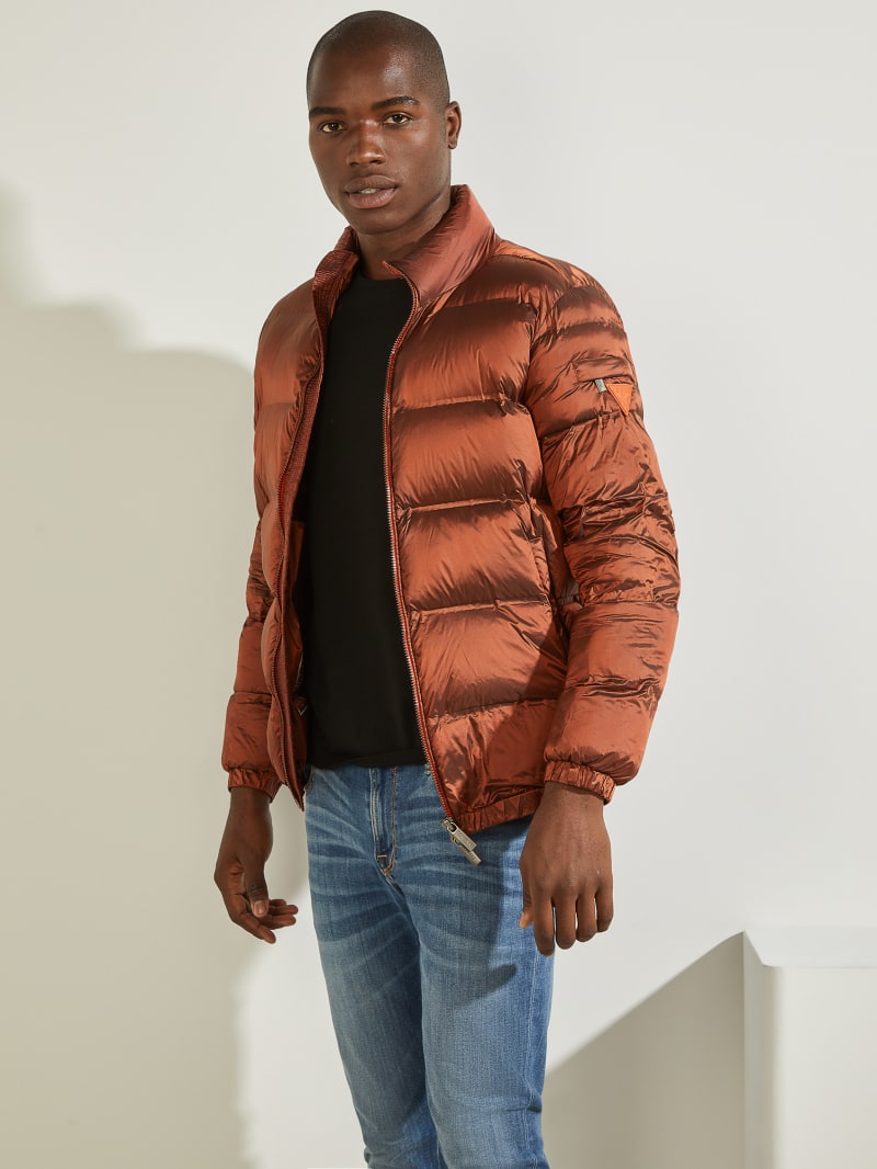 Guess Quilted Puffer Men\'s Jackets Orange | 7092-PWZDO