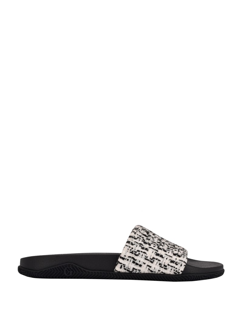 Guess Ravan Tweed Pool Women's Slides Black | 4018-GWQNR