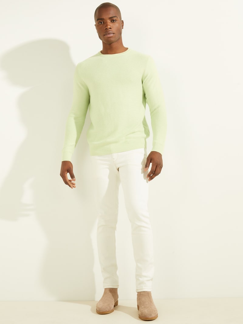 Guess Ribbed Crewneck Men's Sweaters Mint | 0978-MNPLD