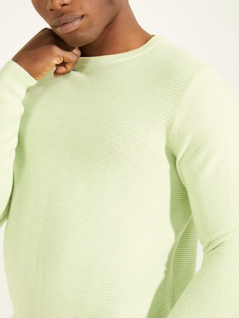 Guess Ribbed Crewneck Men's Sweaters Mint | 0978-MNPLD