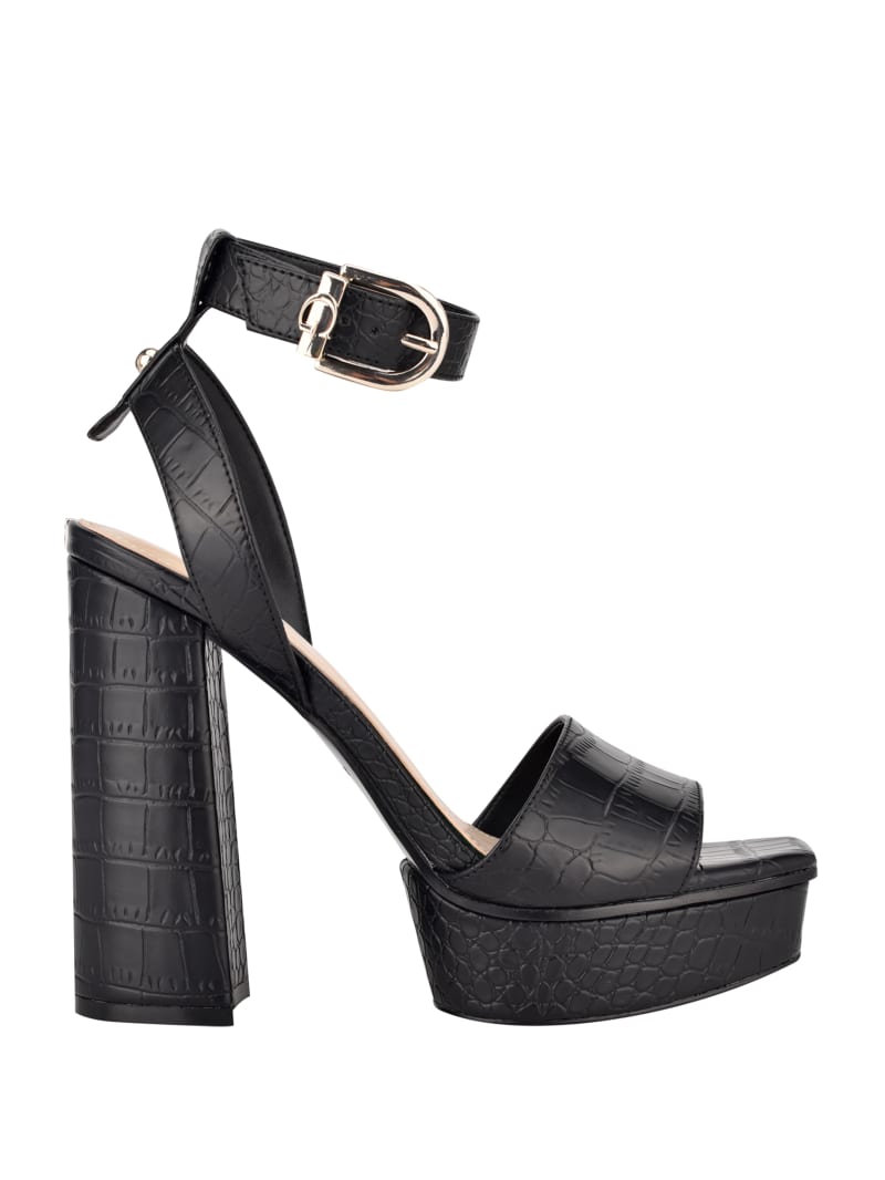 Guess Rippa Croc Platform Women's Sandals Black | 6198-ECSAV