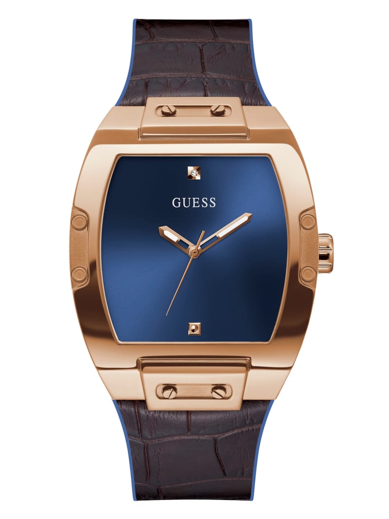 Guess Rose Gold-Tone and Navy Barrel Analog Men\'s Watches Multicolor | 9326-VOUFT