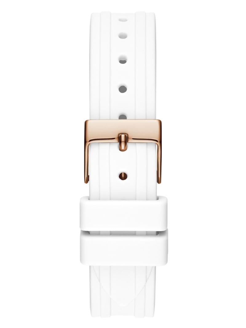 Guess Rose Gold-Tone and White Analog Women's Watches White | 2407-HBCOA