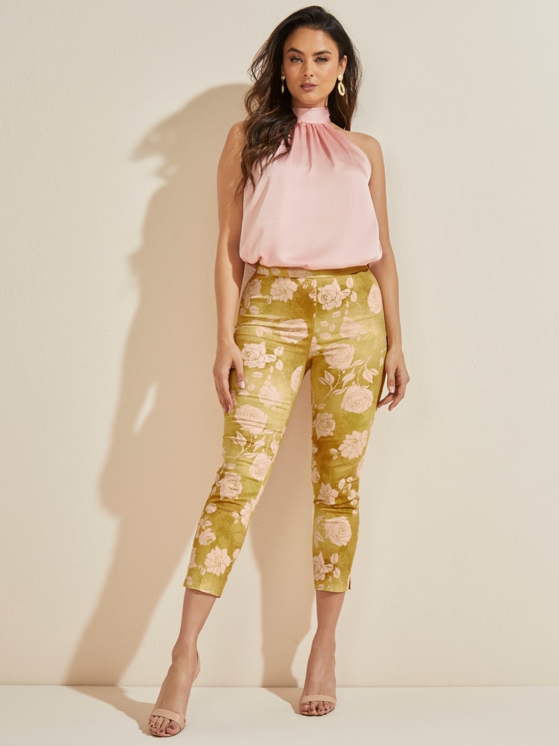 Guess Rose Romance Cropped Women's Pants Flower | 8579-HDGZQ