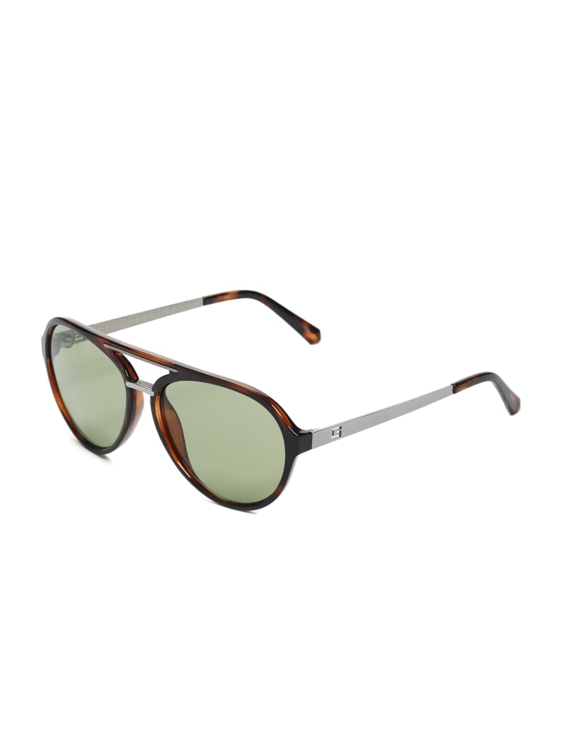 Guess Samuel Logo Aviator Men's Sunglasses Green | 0736-OUYLP