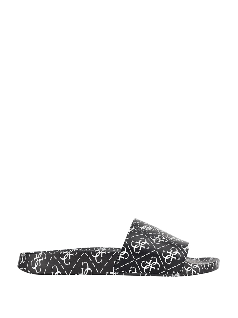 Guess Savan Logo Pool Women's Slides Black | 7420-BLZYR