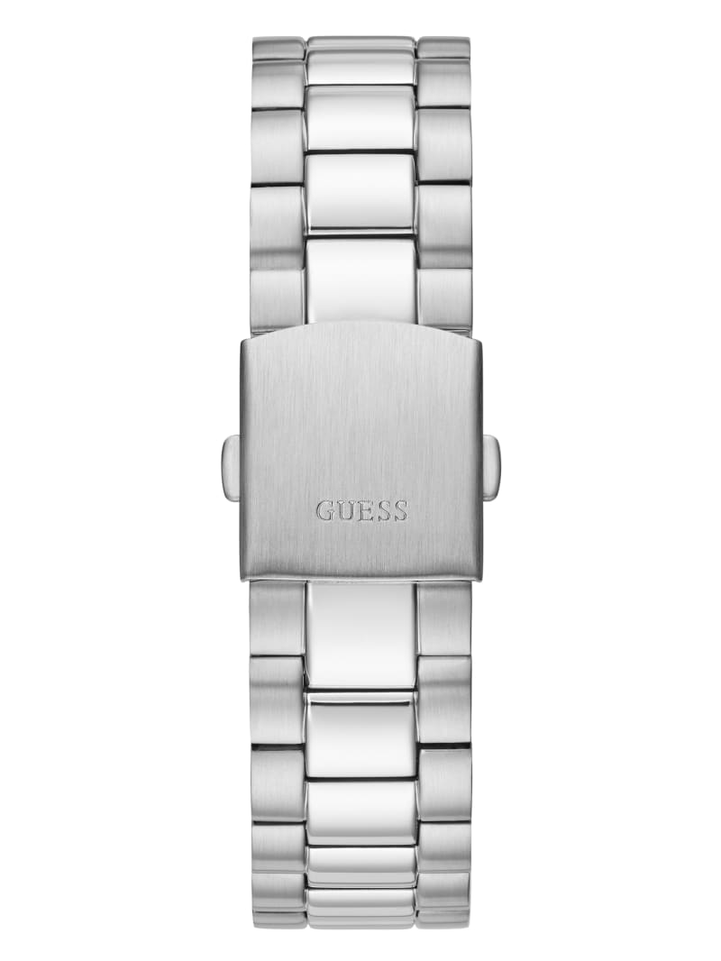 Guess Silver-Tone Analog Men's Watches Black | 7958-DXZJR