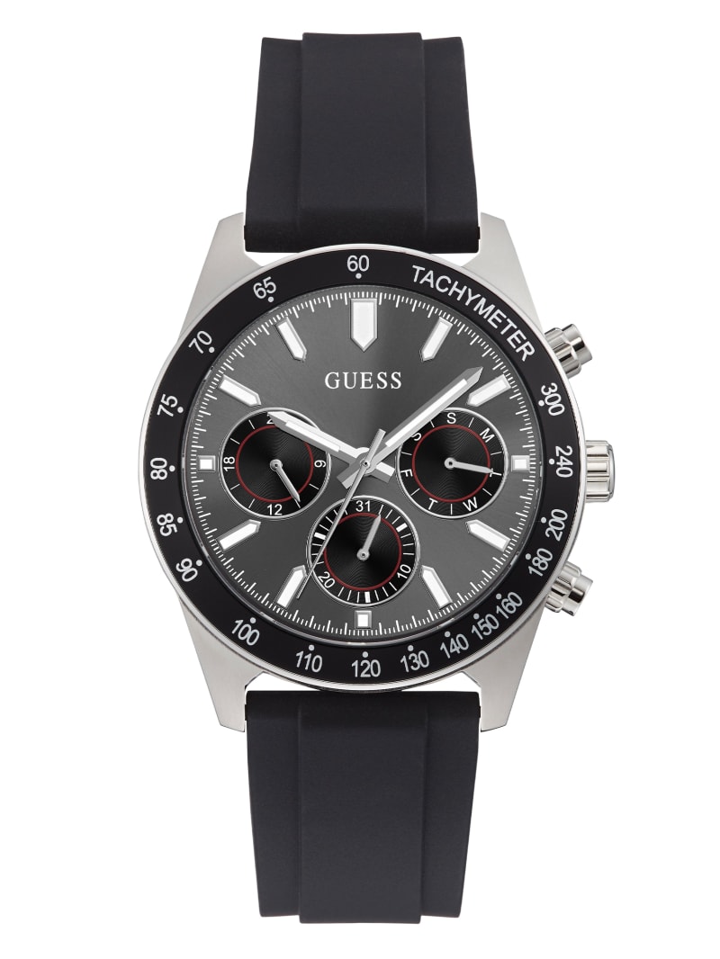 Guess Silver-Tone And Multifunction Men\'s Watches Black | 7854-RAOSE