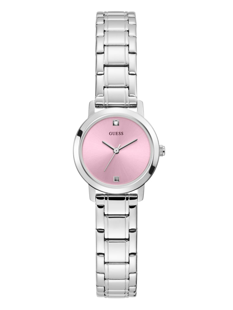 Guess Silver-Tone And Pink Diamond Analog Women\'s Watches Multicolor | 7693-YFZCE