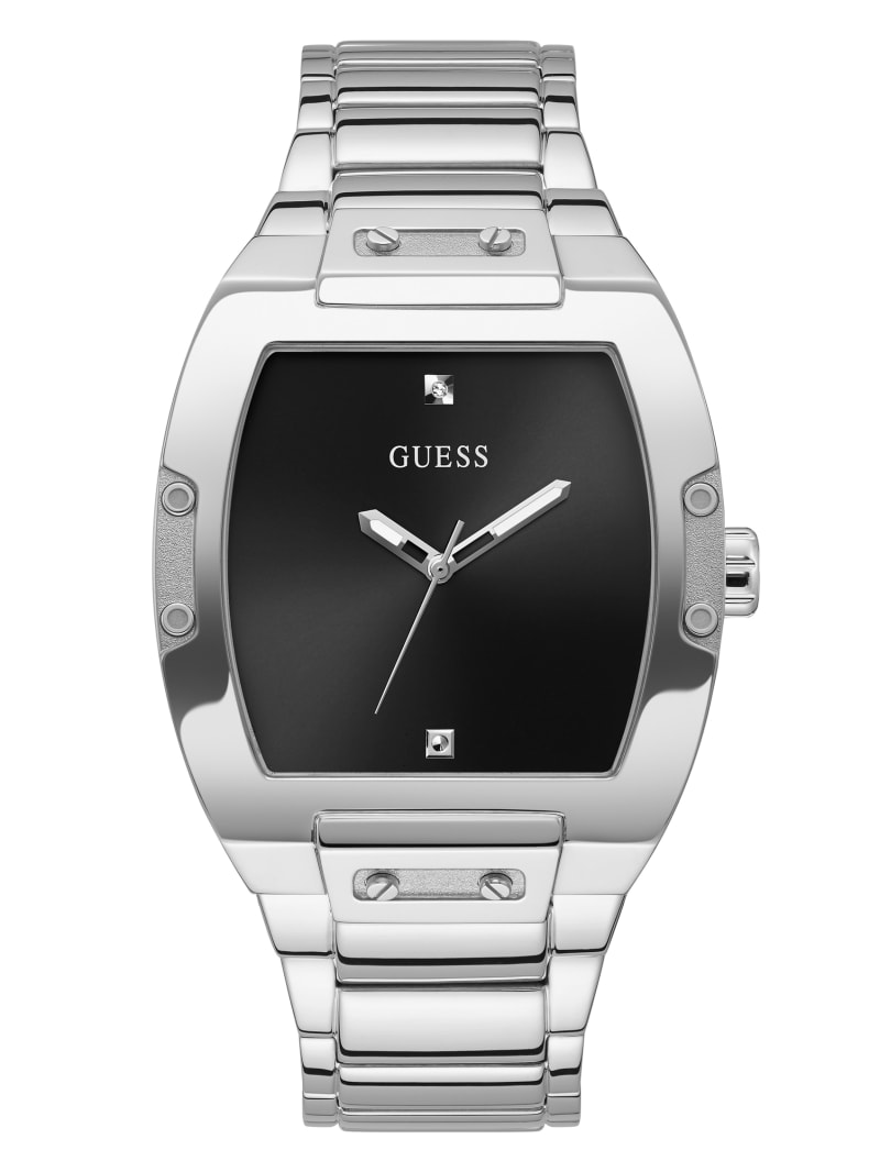 Guess Silver-Tone Barrel Analog Men\'s Watches Multicolor | 4972-SZAON