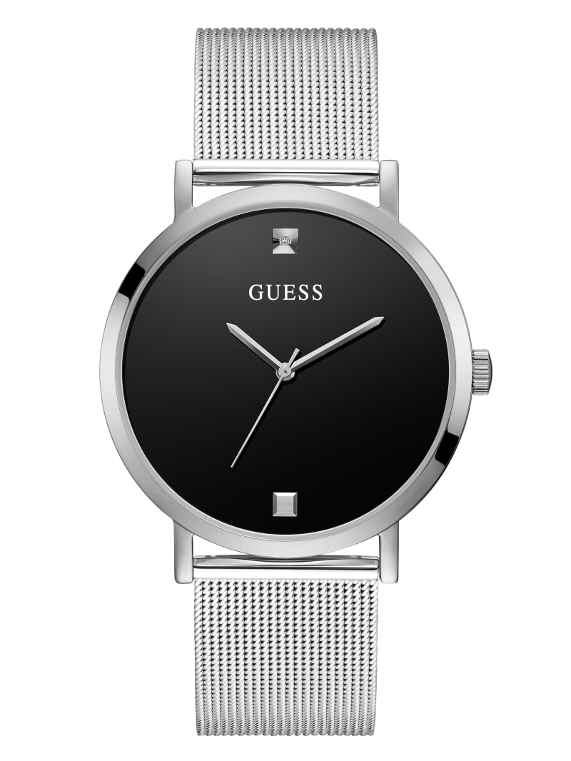 Guess Silver-Tone Mesh Diamond Analog Men\'s Watches Multicolor | 7430-GHKEJ