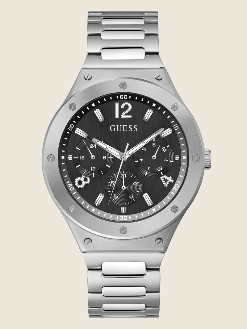 Guess Silver-Tone Multifunction Men\'s Watches Silver | 6754-NAEHI