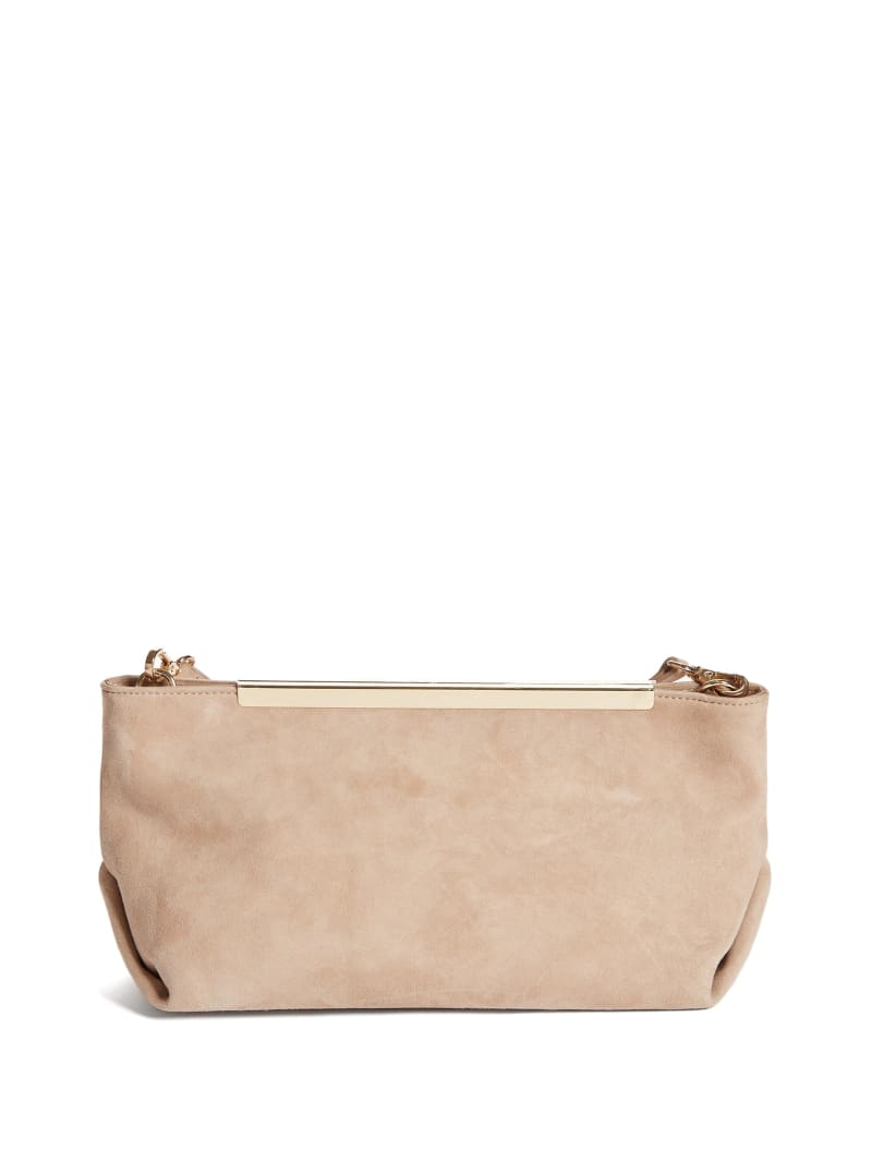 Guess Soft Suede Leather Clutch Women's Handbag Pink | 6257-FOCID