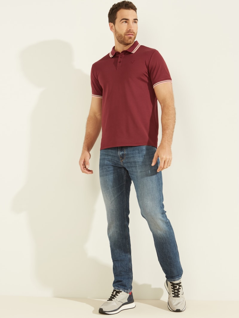 Guess Sports Pique Men's Shirts Burgundy | 6751-HXJLP