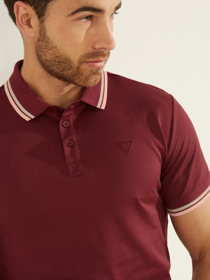 Guess Sports Pique Men's Shirts Burgundy | 6751-HXJLP