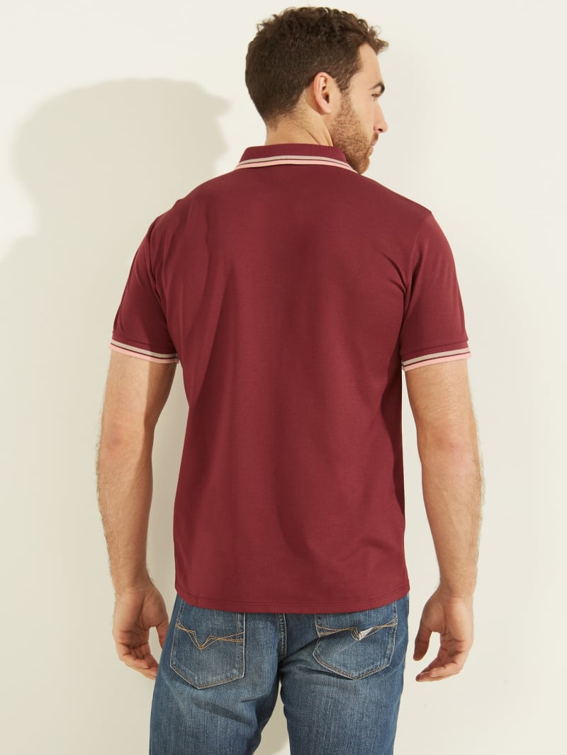 Guess Sports Pique Men's Shirts Burgundy | 6751-HXJLP