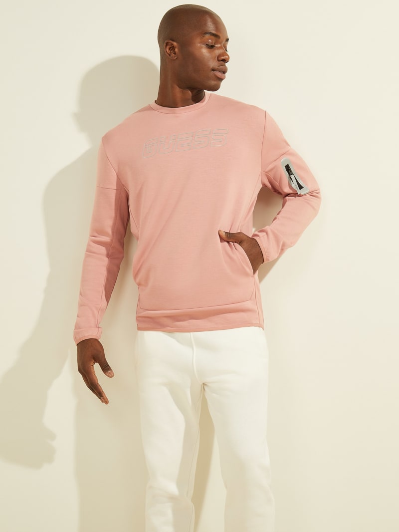 Guess Stanley Logo Men's Sweatshirts Pink | 8059-UTYWS