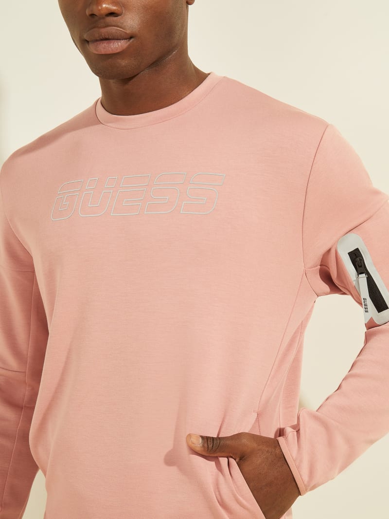 Guess Stanley Logo Men's Sweatshirts Pink | 8059-UTYWS