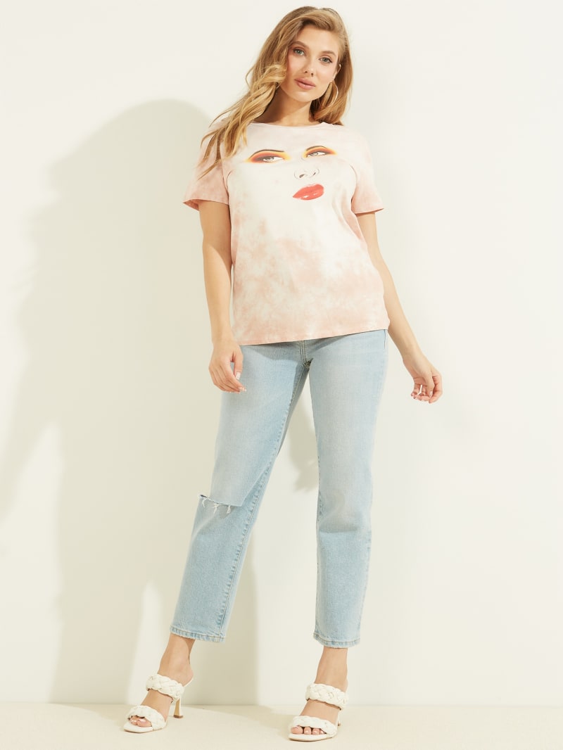 Guess Stargazing Easy Tee Women's Tops Pink | 2413-HQJPK