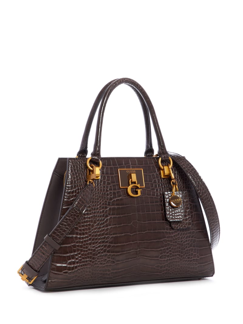 Guess Stephi Croc Girlfriend Women's Satchel Bags Chocolate | 2817-CHFGP