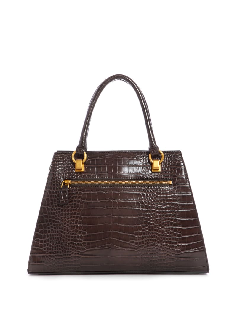 Guess Stephi Croc Girlfriend Women's Satchel Bags Chocolate | 2817-CHFGP