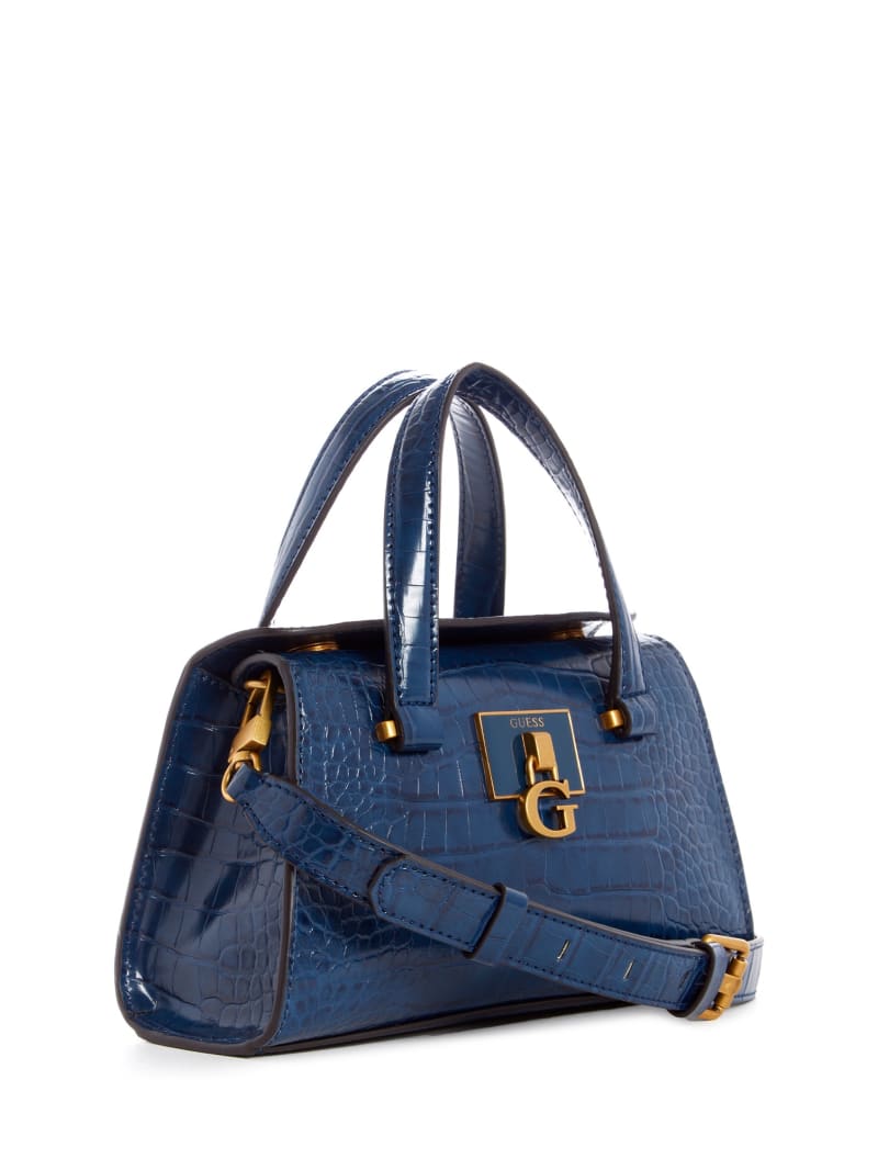 Guess Stephi Croc Women's Satchel Bags Blue | 5612-WSGIR