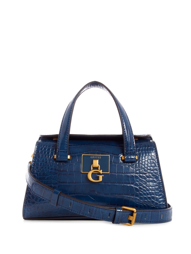 Guess Stephi Croc Women\'s Satchel Bags Blue | 5612-WSGIR