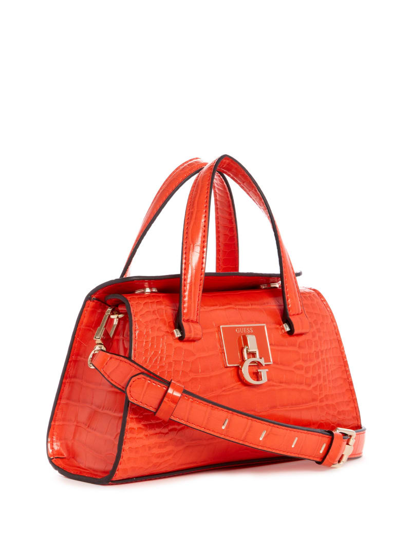 Guess Stephi Croc Women's Satchel Bags Brown | 6041-ORVMI