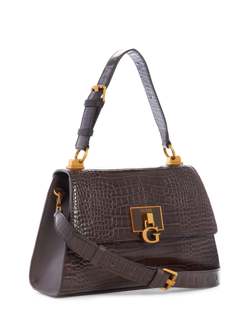 Guess Stephi-Handle Flap Women's Satchel Bags Chocolate | 4625-ULJWG