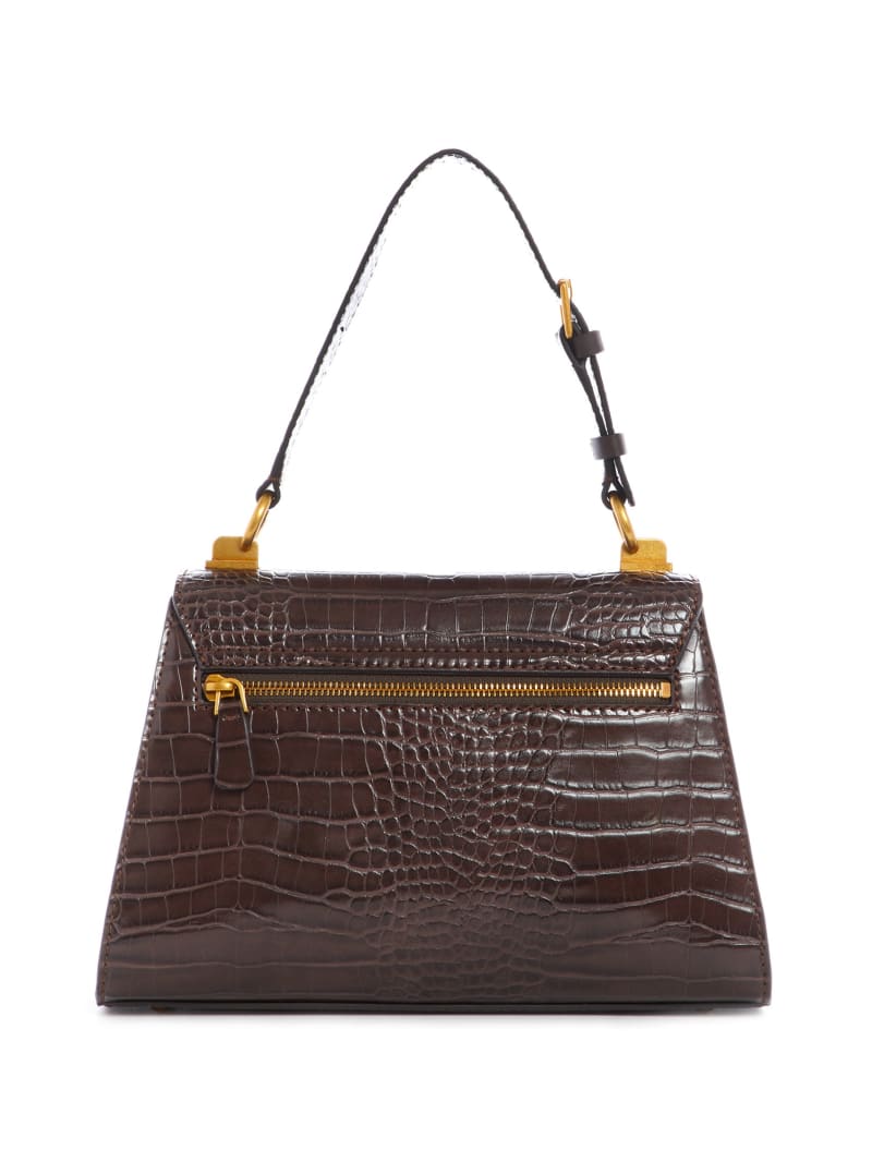 Guess Stephi-Handle Flap Women's Satchel Bags Chocolate | 4625-ULJWG