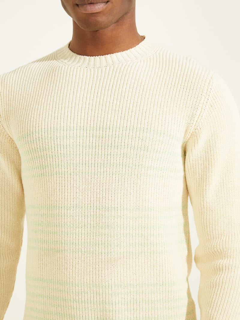 Guess Striped Crewneck Men's Sweaters Beige | 6738-MBUJT