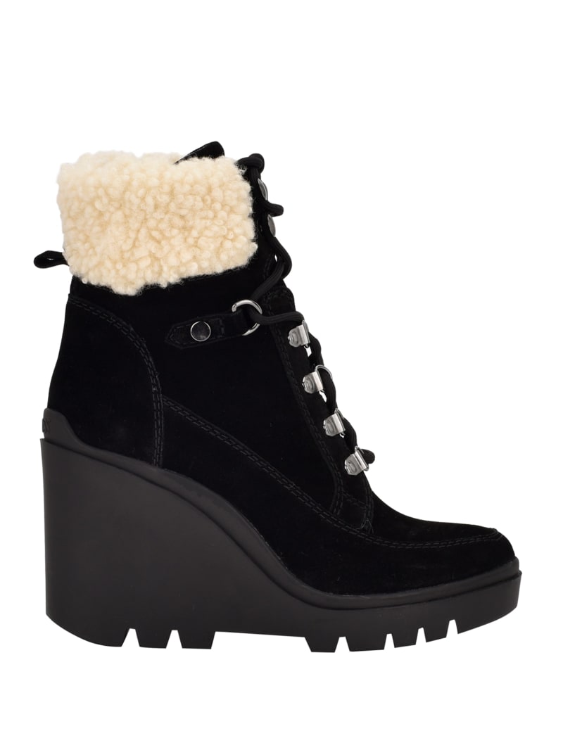 Guess Taanya Sherpa-Trim Wedge Women's Boots Black | 4286-MEYJW