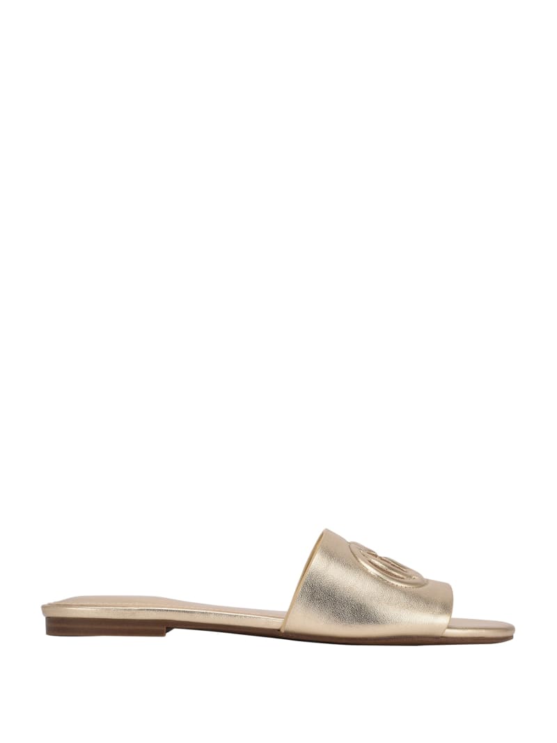 Guess Tashia Logo Women's Slides Gold | 6328-RANHS