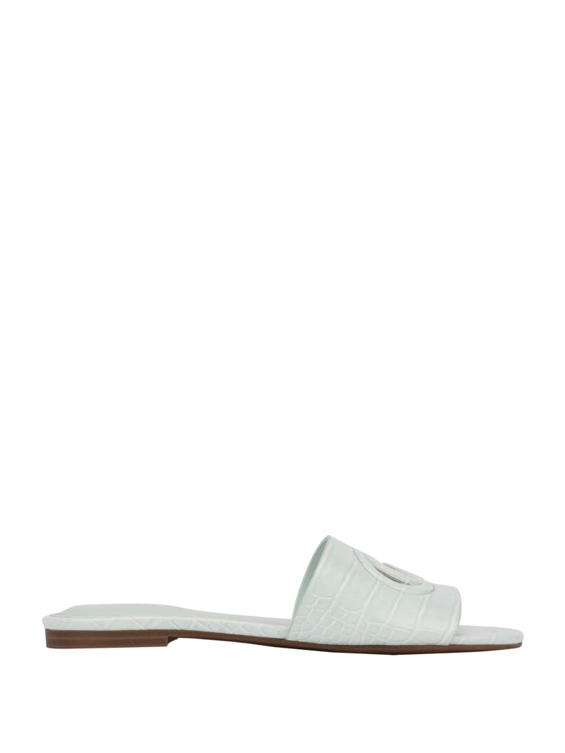 Guess Tashia Logo Women's Slides Light Blue | 3579-DRCTG