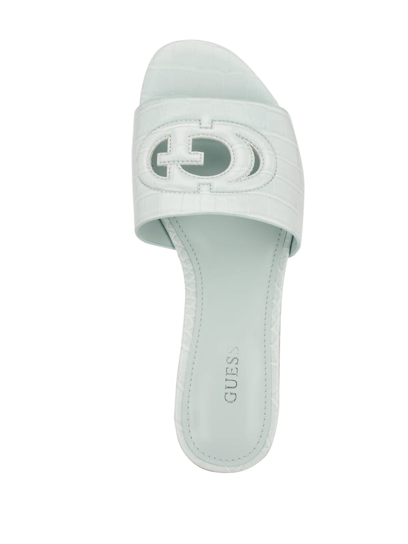 Guess Tashia Logo Women's Slides Light Blue | 3579-DRCTG