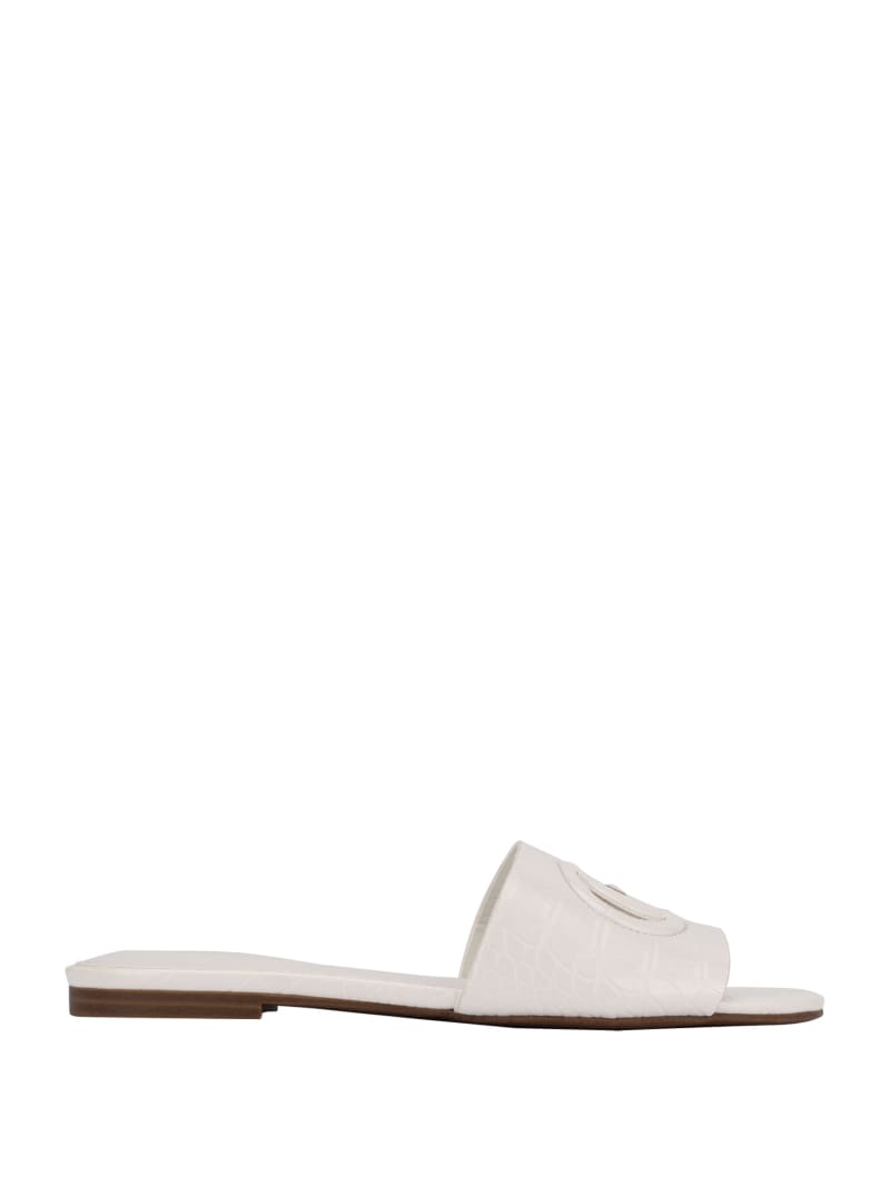 Guess Tashia Logo Women's Slides White | 9513-RHKYL