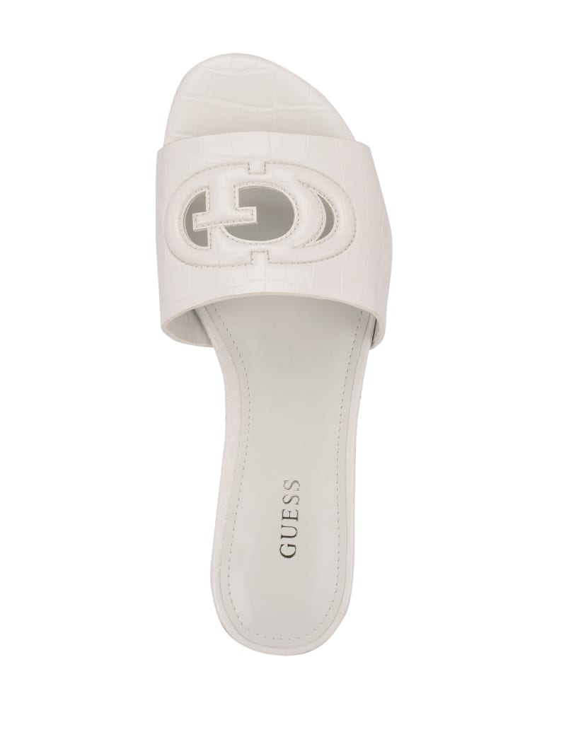 Guess Tashia Logo Women's Slides White | 9513-RHKYL