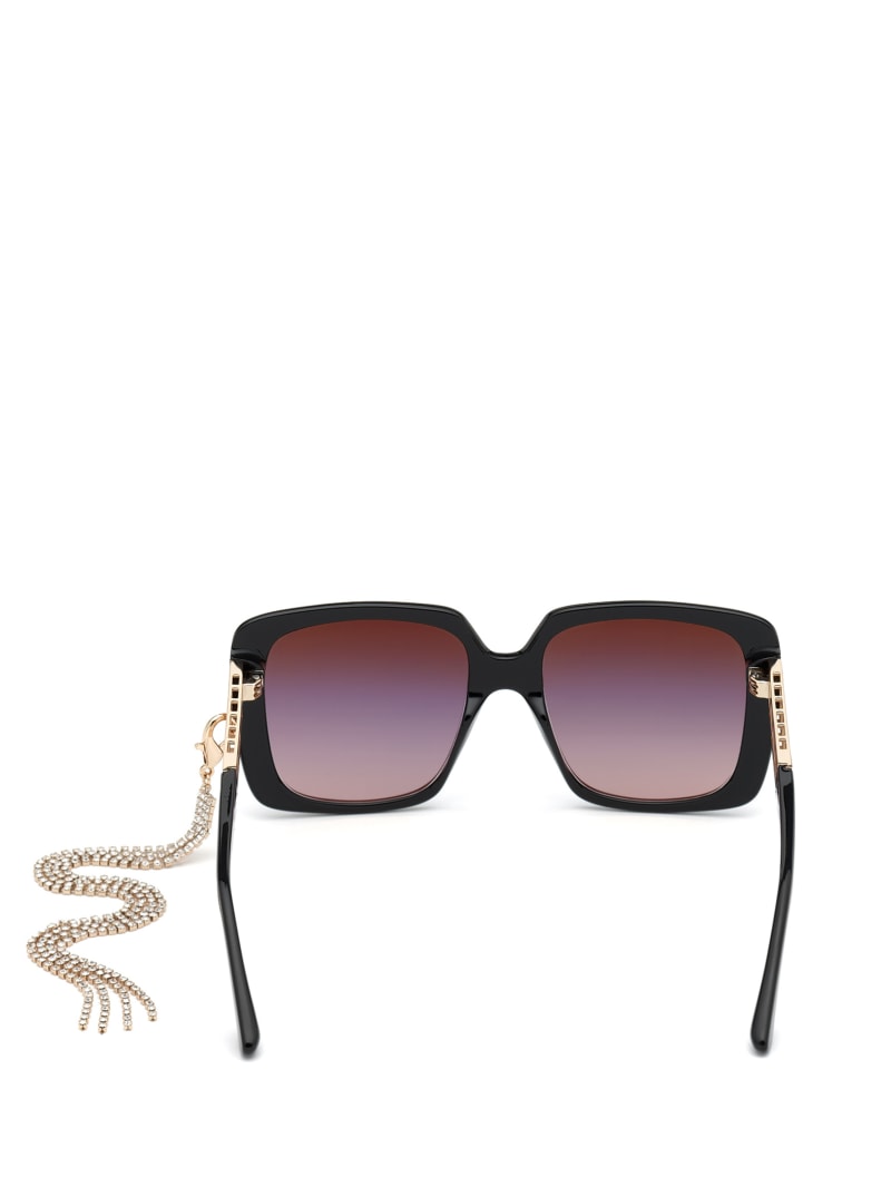 Guess Tassel Square Women's Sunglasses Black | 9801-IQDBN