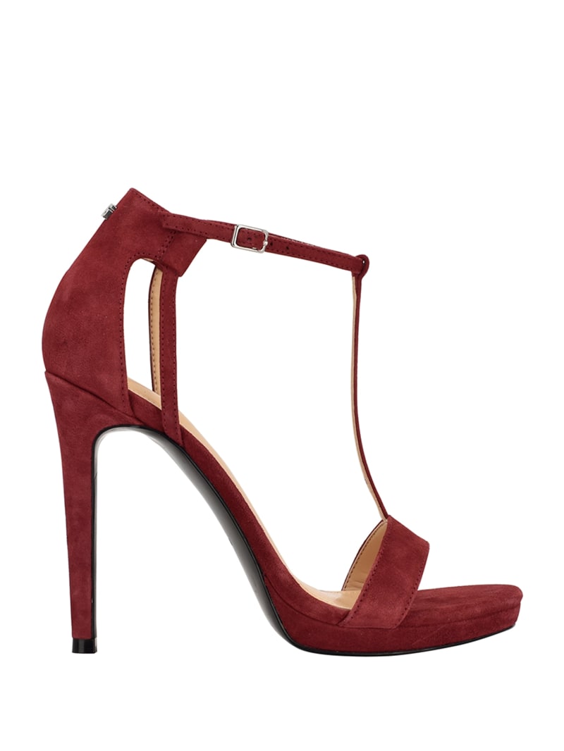 Guess Tecru T-Strap Stilettos Women's Heels Red | 2875-QMANK