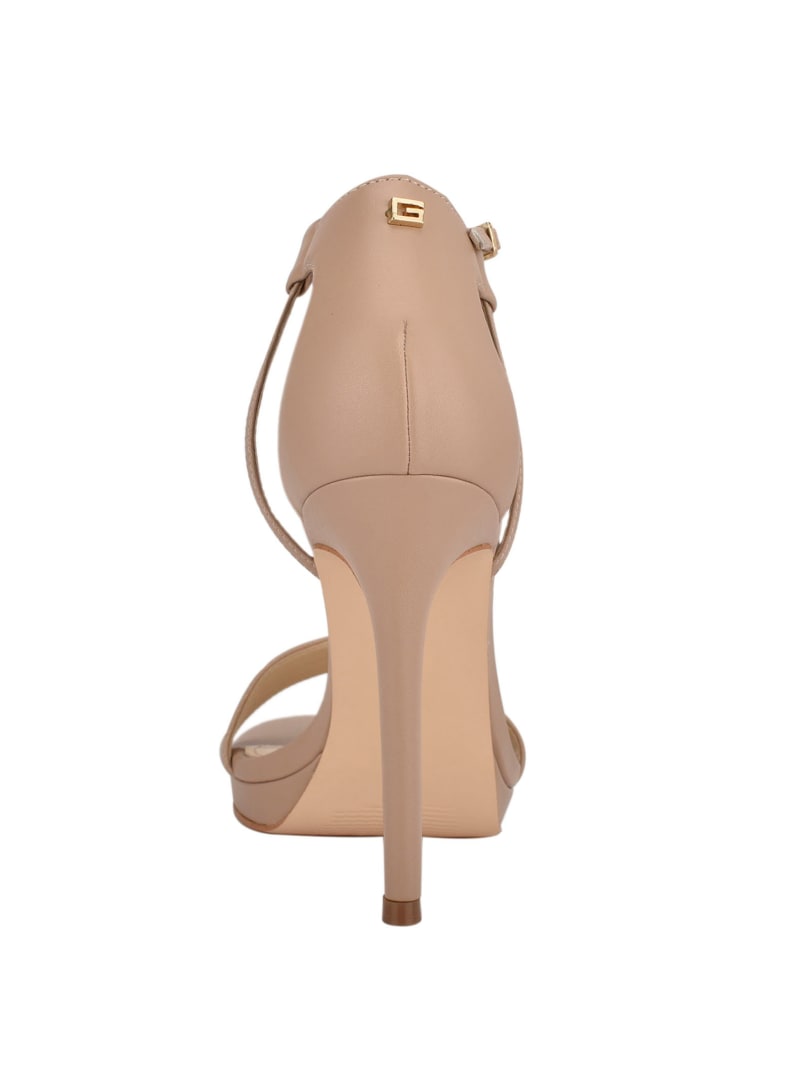 Guess Tecru T-Strap Stilettos Women's Heels Beige | 7689-TBDER