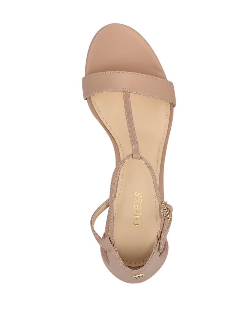 Guess Tecru T-Strap Stilettos Women's Heels Beige | 7689-TBDER