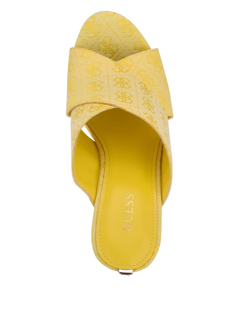 Guess Teisha Logo Crisscross Women's Wedges Yellow | 0471-QDXAC