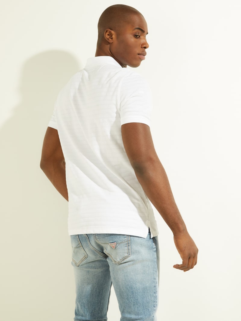 Guess Textured Stripe Men's Shirts White | 0397-ARGJO