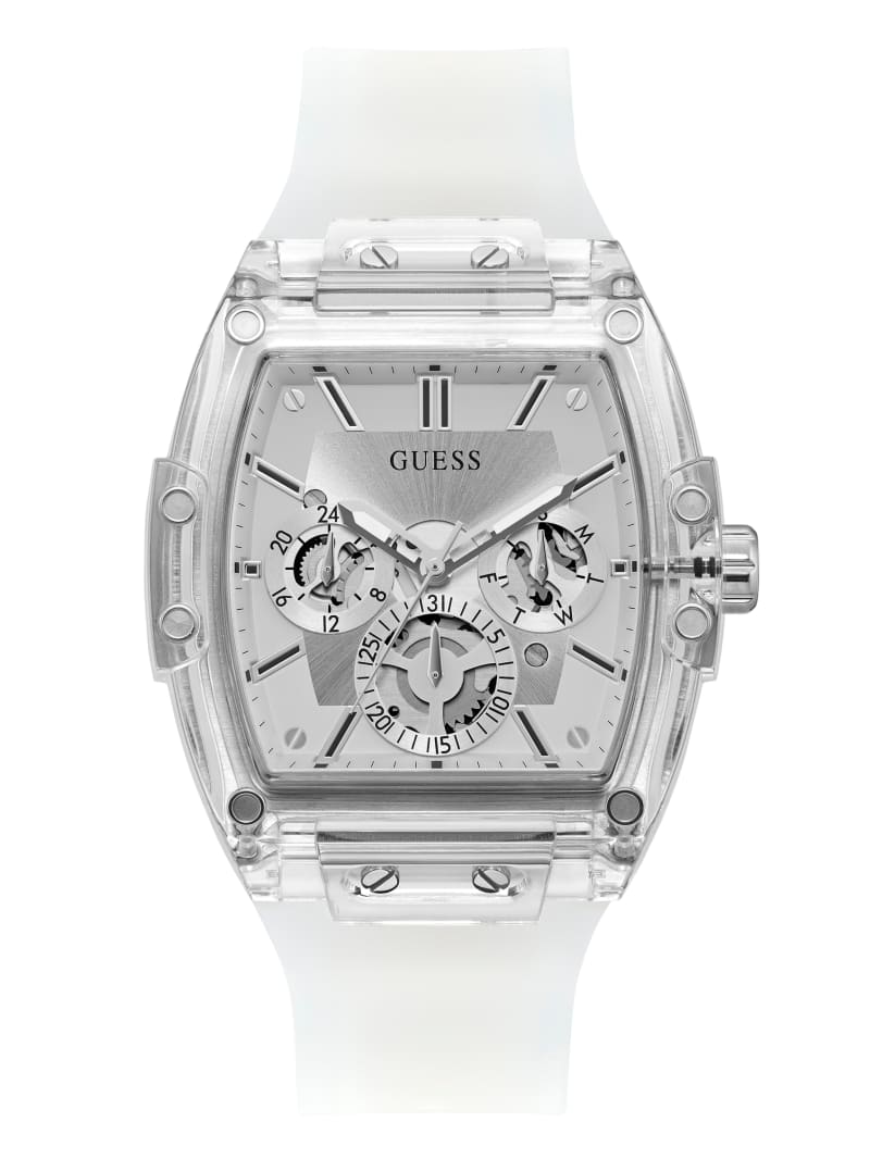 Guess Transparent And Silver-Tone Multifunction Men\'s Watches Silver | 6238-NVCTE