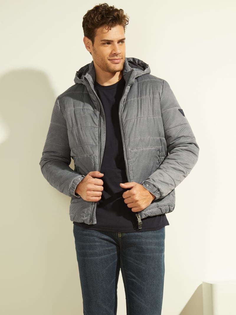 Guess Treated Puffer Men\'s Jackets Grey | 0397-WVISP